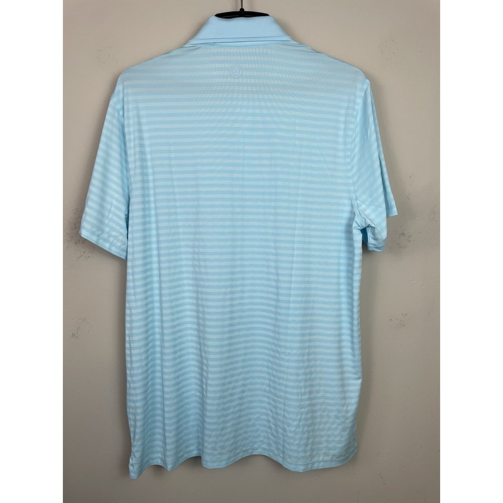 NEW G/FORE Perforated Stripe‎ Tech Jersey Polo Mens XL Golf Stretch Powder Blue - Picture 4 of 8